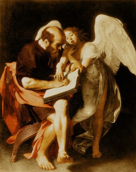 Saint Matthew and the Angel, painted for the Contarelli Chapel in the church of San Luigi die Francesi in Rome by Caravaggio around 1602, destroyed in 1945 with 416 other works of art in the Friedrichshain Flakturm.