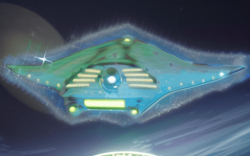 ufo-in-the-shape-of-a-stingray-hovering-above-earth-in-space-neon-ambiance-abstract-black-oil-ge-107516035 (5)